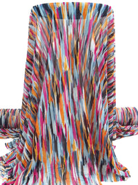 French Rose/Pumpkin/White/Multi Nylon/Lycra Abstract Brushstroke Print Mesh Knit - NY Designer - 54W