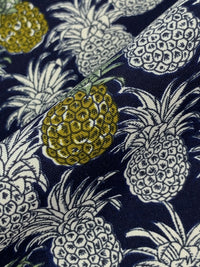 Navy/Brass/White 100% Rayon Pineapple Print Challis 43W