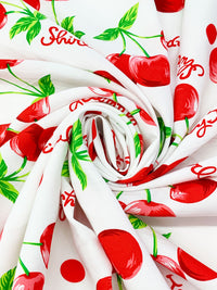 Venetian Red/Kelly Green/White 100% Rayon "Shirley Temple" Print Challis 43W