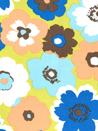Old Gold/Cyan Cobalt Blue/Apricot/White 100% Rayon Floral Print Challis 43W