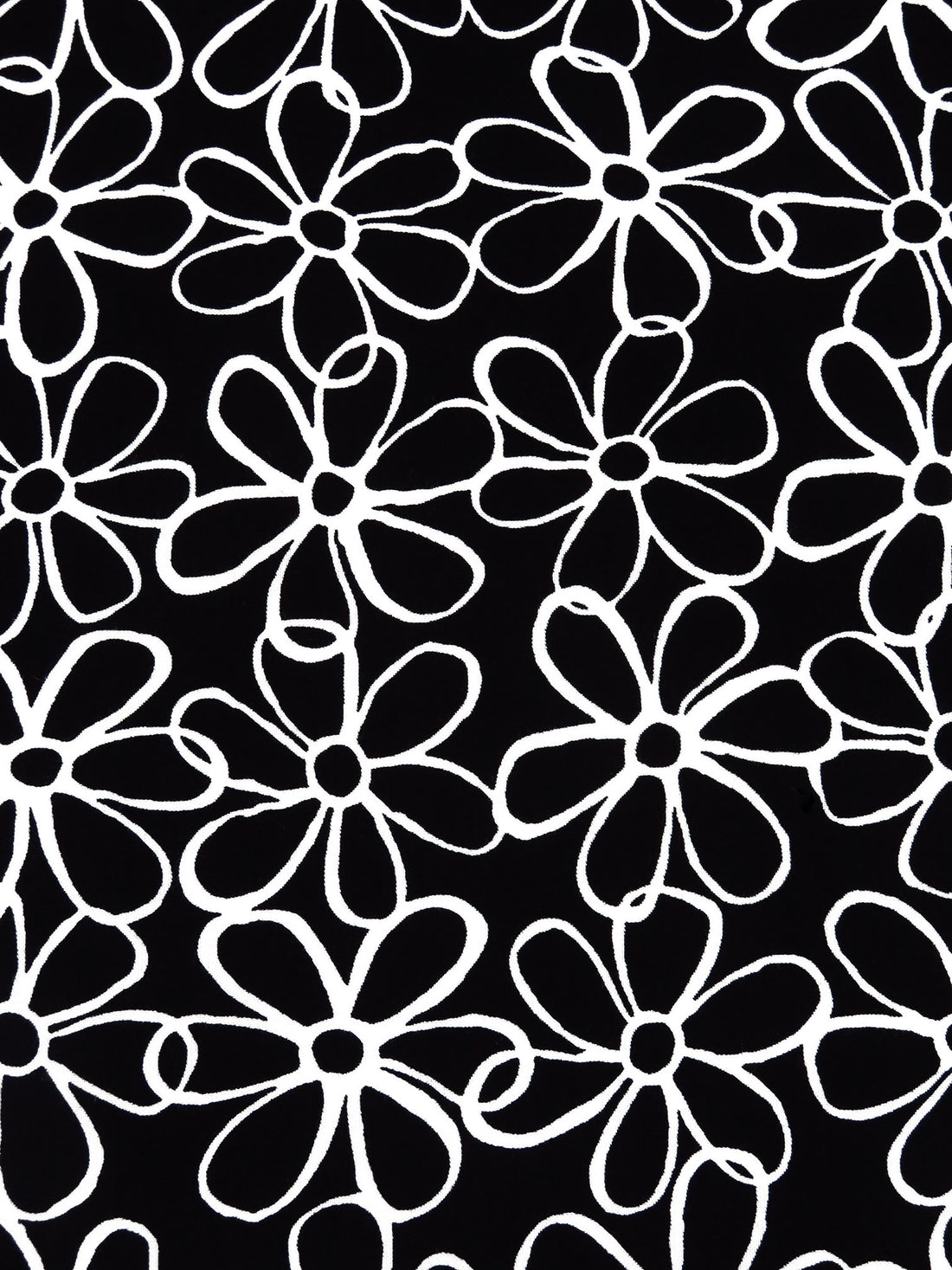 Black/Ghost White 100% Rayon Artistic Floral Print Challis - NY Designer - 43W