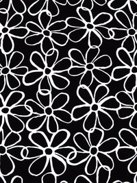 Black/Ghost White 100% Rayon Artistic Floral Print Challis - NY Designer - 43W