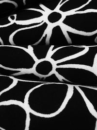Black/Ghost White 100% Rayon Artistic Floral Print Challis - NY Designer - 43W