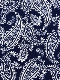 Midnight Blue/White 100% Rayon Paisley Print Challis - NY Designer - 43W