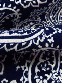 Midnight Blue/White 100% Rayon Paisley Print Challis - NY Designer - 43W