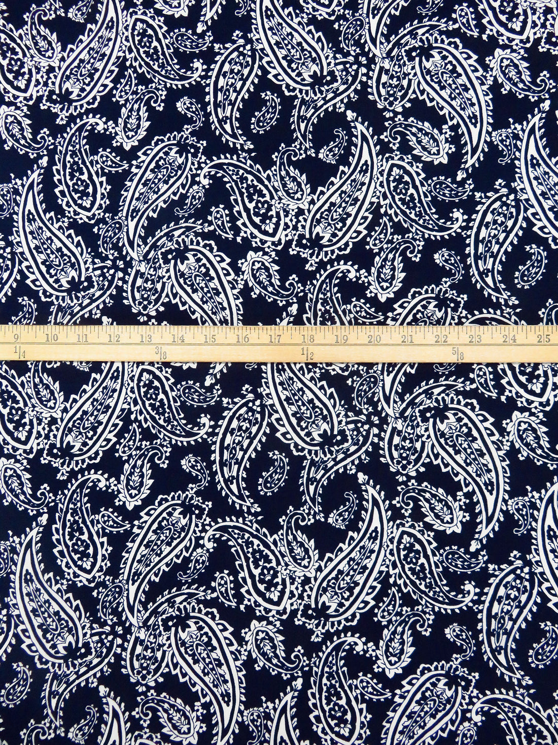 Midnight Blue/White 100% Rayon Paisley Print Challis - NY Designer - 43W