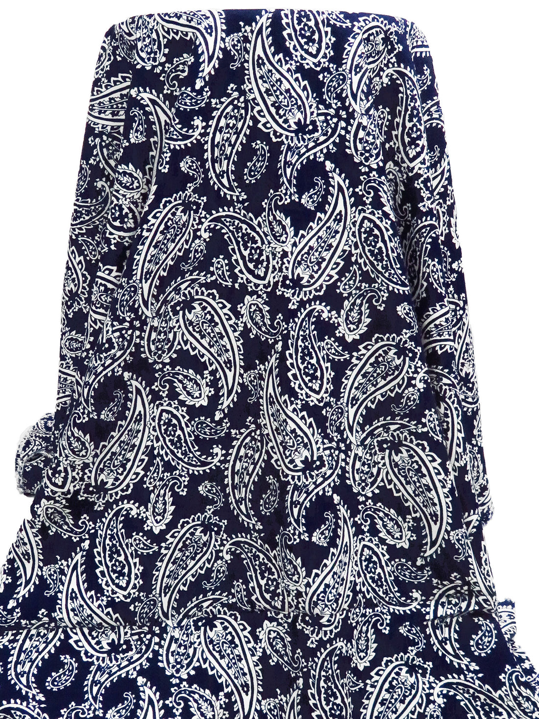 Midnight Blue/White 100% Rayon Paisley Print Challis - NY Designer - 43W