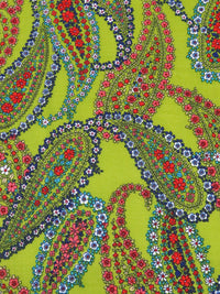 Dusty Limerick/Salmon/White/Multi 100% Rayon Floral Paisleys Print Challis - NY Designer - 43W