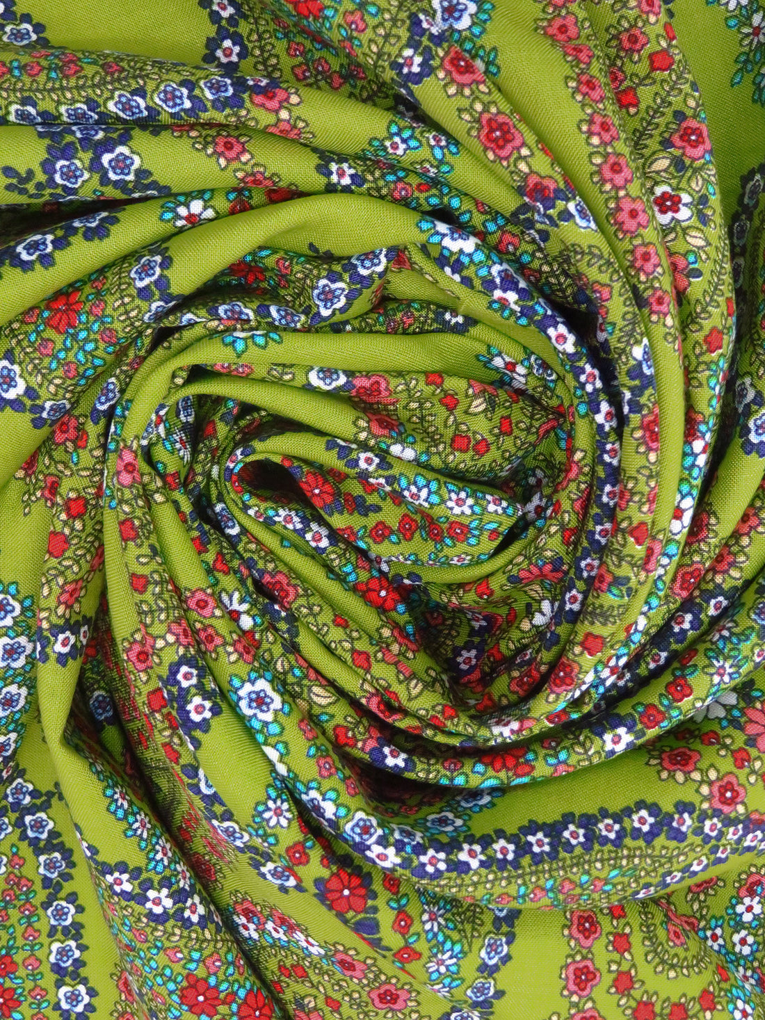 Dusty Limerick/Salmon/White/Multi 100% Rayon Floral Paisleys Print Challis - NY Designer - 43W