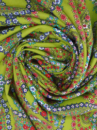 Dusty Limerick/Salmon/White/Multi 100% Rayon Floral Paisleys Print Challis - NY Designer - 43W