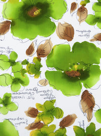 White/Dark Lemon Lime/Light French Beige/Multi 100% Rayon Painterly Floral Print Challis - NY Designer - 43W
