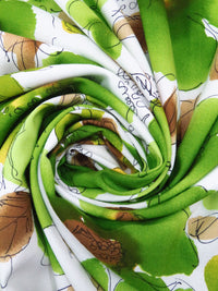 White/Dark Lemon Lime/Light French Beige/Multi 100% Rayon Painterly Floral Print Challis - NY Designer - 43W