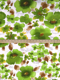 White/Dark Lemon Lime/Light French Beige/Multi 100% Rayon Painterly Floral Print Challis - NY Designer - 43W