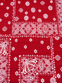 Spartan Crimson/White 100% Rayon Handkerchief Patchwork Print Challis - NY Designer - 43W