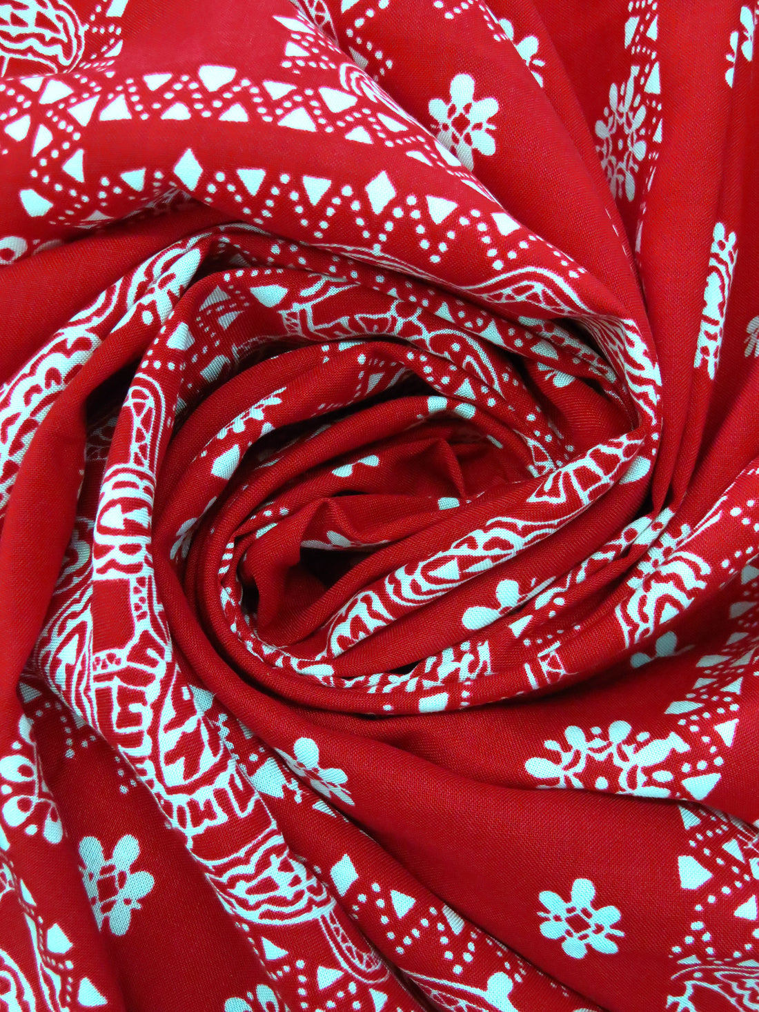 Spartan Crimson/White 100% Rayon Handkerchief Patchwork Print Challis - NY Designer - 43W