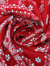 Spartan Crimson/White 100% Rayon Handkerchief Patchwork Print Challis - NY Designer - 43W