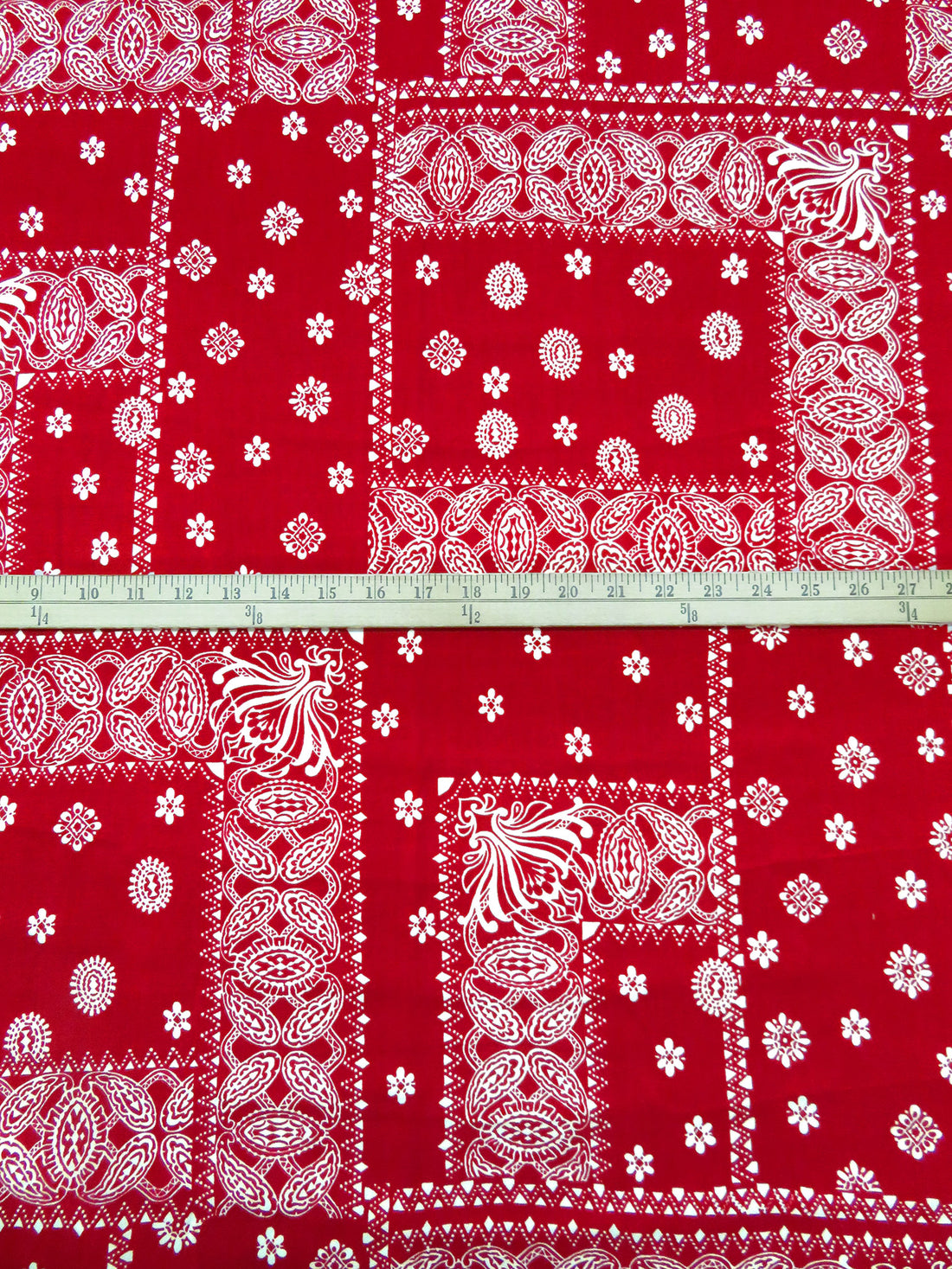Spartan Crimson/White 100% Rayon Handkerchief Patchwork Print Challis - NY Designer - 43W