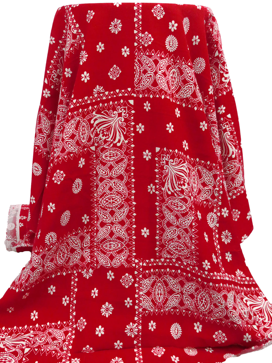 Spartan Crimson/White 100% Rayon Handkerchief Patchwork Print Challis - NY Designer - 43W