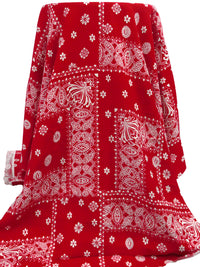 Spartan Crimson/White 100% Rayon Handkerchief Patchwork Print Challis - NY Designer - 43W
