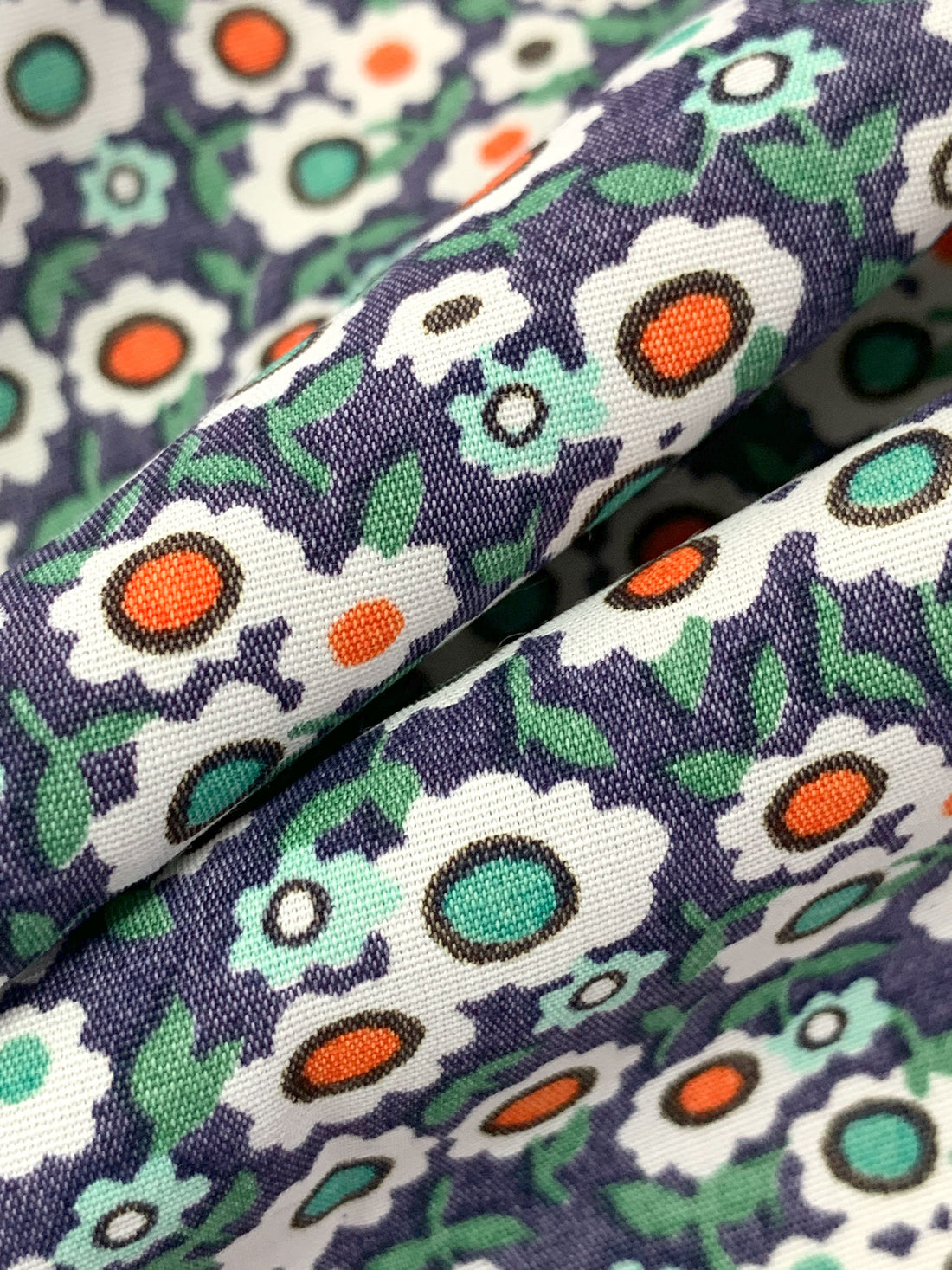 Independence Blue/Atomic Tangerine/White/Multi 100% Rayon Floral Print Shirting 56W