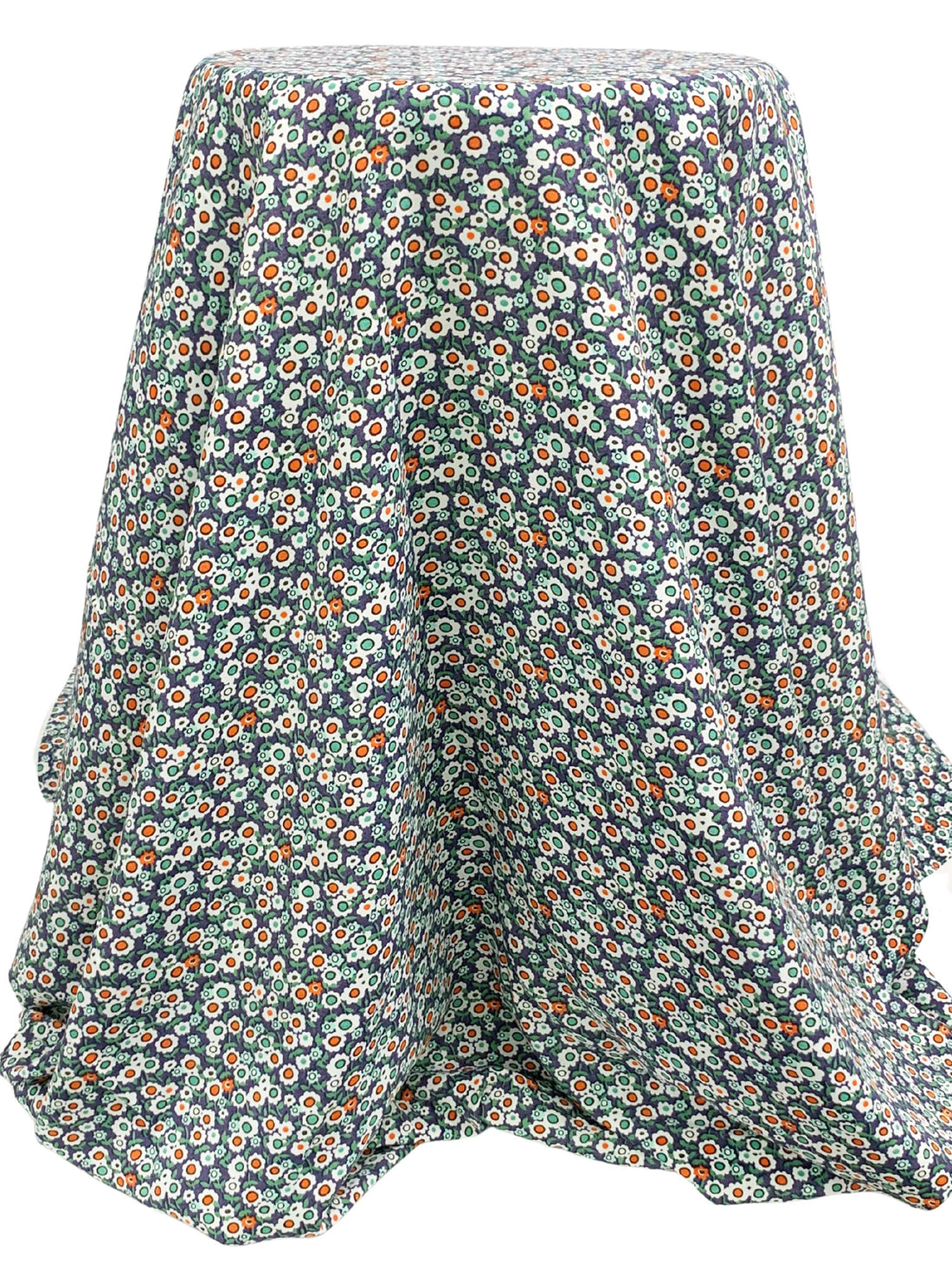 Independence Blue/Atomic Tangerine/White/Multi 100% Rayon Floral Print Shirting 56W