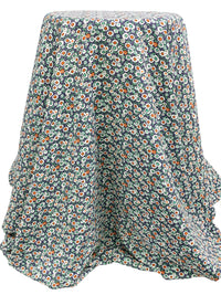 Independence Blue/Atomic Tangerine/White/Multi 100% Rayon Floral Print Shirting 56W