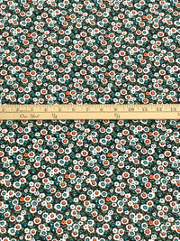 Dark Bamboo Green/Orange/White/Multi 100% Rayon Floral Print Shirting 56W