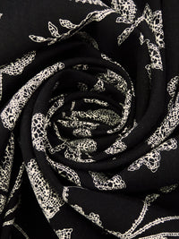 Black/Antique White 100% Rayon Mosaic Floral Print Challis 44W