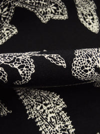 Black/Antique White 100% Rayon Mosaic Floral Print Challis 44W
