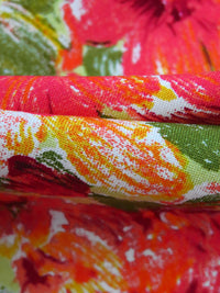 Tangerine/Desire Red/Key Lime/Multi 100% Rayon Painterly Floral Print Challis 44W