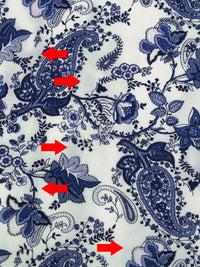SOLD AS IS ONLY - Dark Navy/White/Dark Cornflower/Multi 100% Rayon Floral Paisley Print Challis 43W
