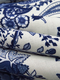 SOLD AS IS ONLY - Dark Navy/White/Dark Cornflower/Multi 100% Rayon Floral Paisley Print Challis 43W