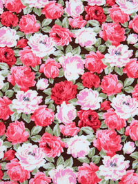 Salmon Pink/Cream/Bistre/Multi 100% Rayon Rose Print Challis 43W