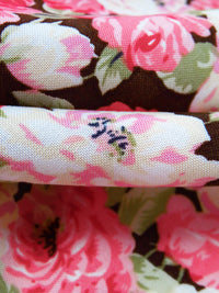 Salmon Pink/Cream/Bistre/Multi 100% Rayon Rose Print Challis 43W
