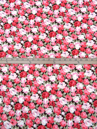 Salmon Pink/Cream/Bistre/Multi 100% Rayon Rose Print Challis 43W