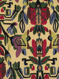 Ecru/Black/Royal Red/Multi 100% Rayon Folk Geometric Floral Print Challis 43W