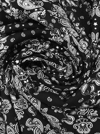 Black/White 100% Rayon Paisley Diamond Print Challis 43W