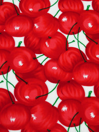 Scarlet/Green/White/Multi 100% Rayon Cherries Print Challis 43W