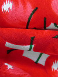 Scarlet/Green/White/Multi 100% Rayon Cherries Print Challis 43W