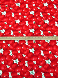 Scarlet/Green/White/Multi 100% Rayon Cherries Print Challis 43W