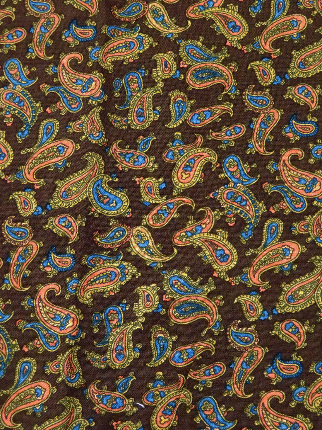 Bistre/Dark Cornflower/Dark Gold/Multi 100% Rayon Small Paisley Print Challis 43W