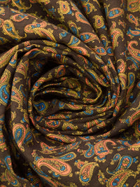 Bistre/Dark Cornflower/Dark Gold/Multi 100% Rayon Small Paisley Print Challis 43W
