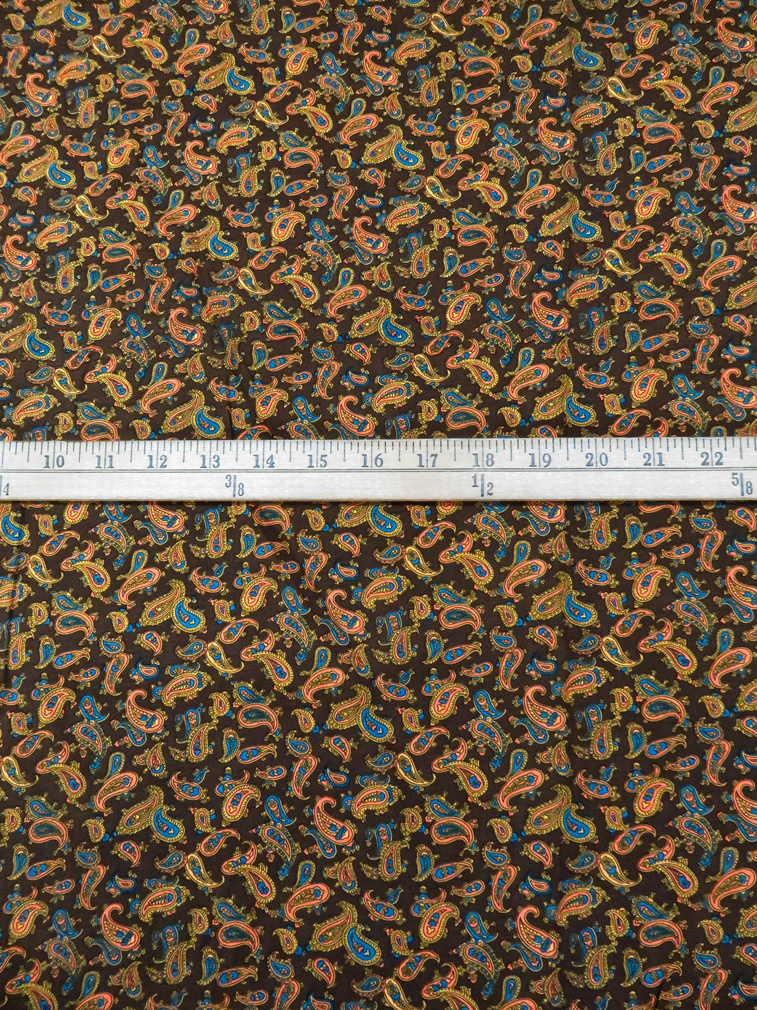 Bistre/Dark Cornflower/Dark Gold/Multi 100% Rayon Small Paisley Print Challis 43W