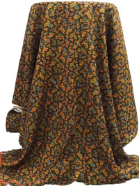 Bistre/Dark Cornflower/Dark Gold/Multi 100% Rayon Small Paisley Print Challis 43W