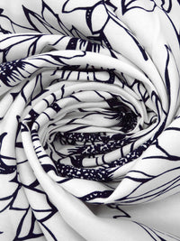 White/Dark Midnight Navy 100% Rayon Sunflower Print Challis 43W