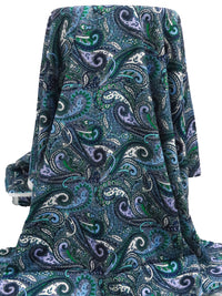 Pale Cornflower/Lavender/Spanish Green/Multi 100% Rayon Ornate Paisley Print Challis 43W
