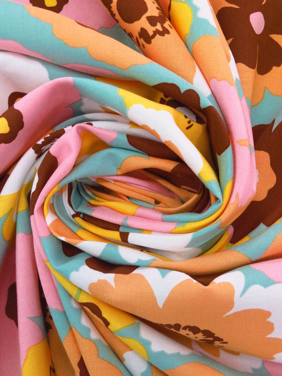 Green Sheen/White/Goldenrod/Multi 100% Rayon Floral Print Challis 43W