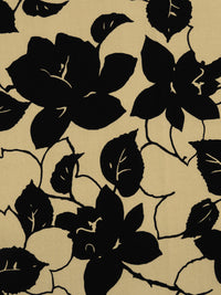 Dark Sand/Black 100% Rayon Rose Silhouette Print Challis 43W