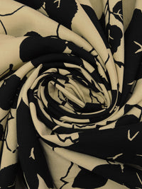 Dark Sand/Black 100% Rayon Rose Silhouette Print Challis 43W