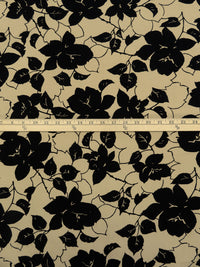 Dark Sand/Black 100% Rayon Rose Silhouette Print Challis 43W